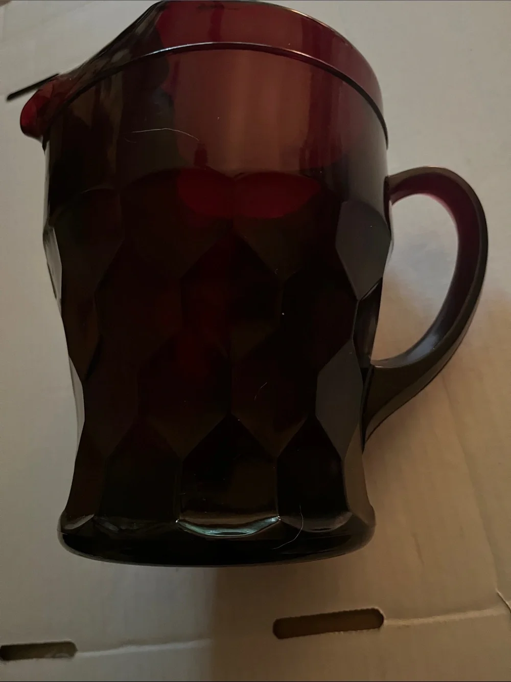 Deep Red Glass Pitcher - Home Accents Ruby Glass  8 1/2,inch